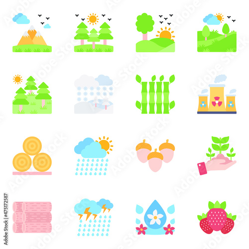 Pack of Nature Flat Icons

