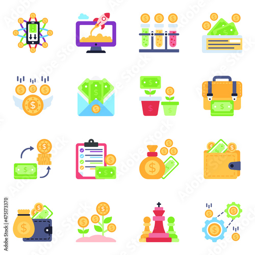 Pack of Finance Flat Icons

