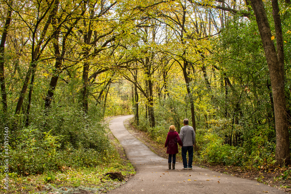 couple walking in park with autumn fall colors
couple walking in park with autumn fall colors