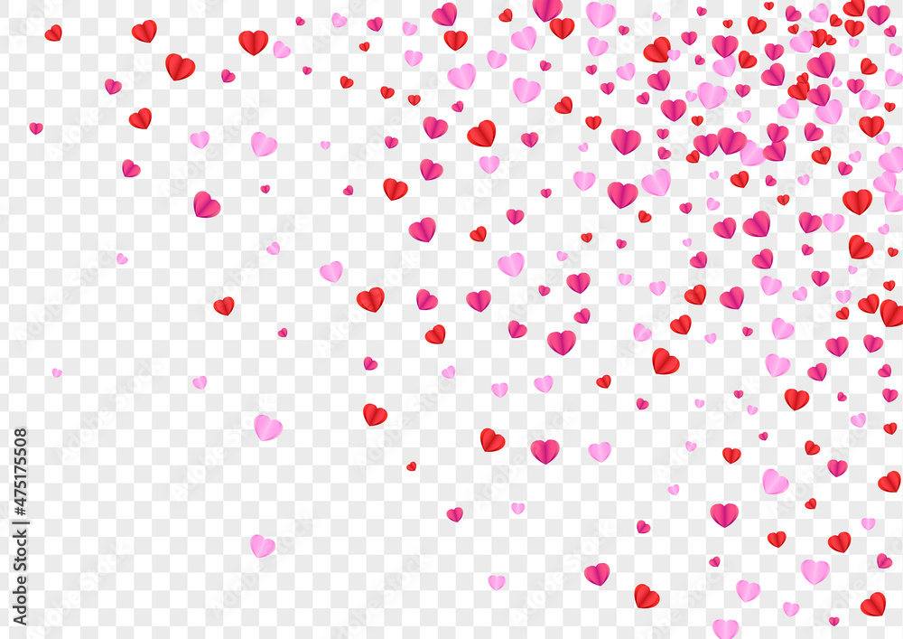 Violet Heart Background Transparent Vector. Happy Texture Confetti. Fond Present Pattern. Pink Heart Birthday Frame. Red Wallpaper Backdrop.