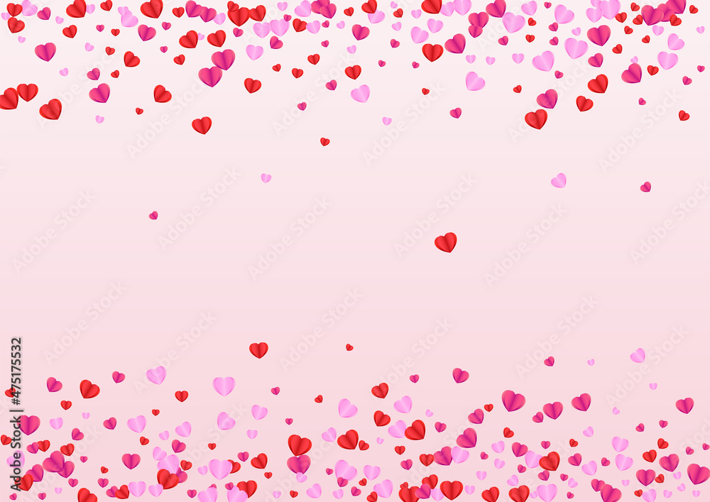 Fond Confetti Background Pink Vector. Elegant Frame Heart. Tender Honeymoon Texture. Purple Confetti Gift Pattern. Pinkish Valentine Backdrop.