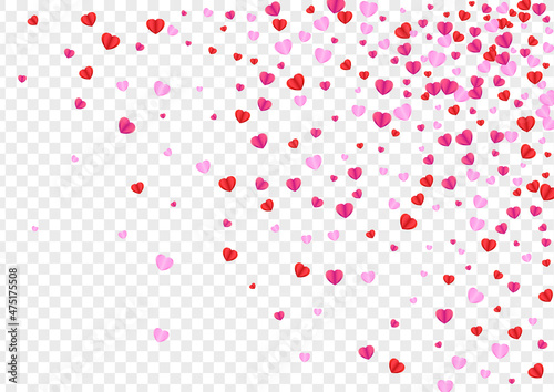 Violet Heart Background Transparent Vector. Happy Texture Confetti. Fond Present Pattern. Pink Heart Birthday Frame. Red Wallpaper Backdrop.