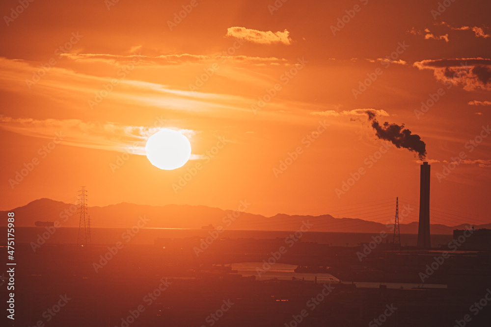 Fototapeta premium sunset in the city osaka