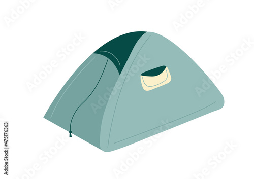 Vector camping, hiking, tourist bright tent in flat style isolated on white background. Hand drawn illustration