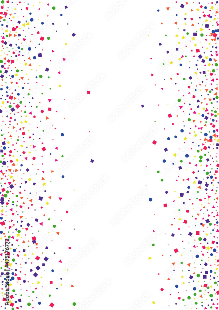 Purple Abstract Dot Decoration. Party Star Illustration. Blue Circle Background. Pattern Square Illustration. Yellow Cartoon Confetti.