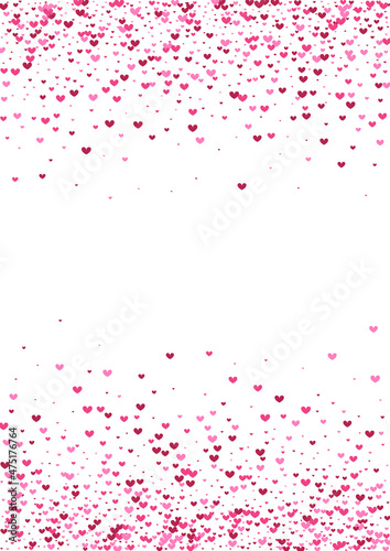 Red Splash Confetti Texture. Purple Scatter Frame. Pink Heart Honeymoon. Rose Marry Background. Symbol Illustration.