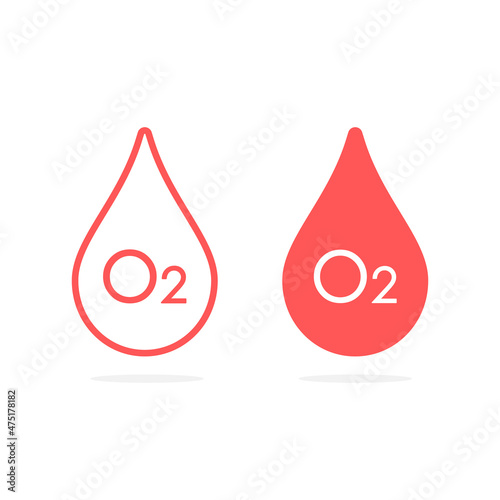 Oxygen in blood drop icon, O2 saturation monitoring vector isolated symbol