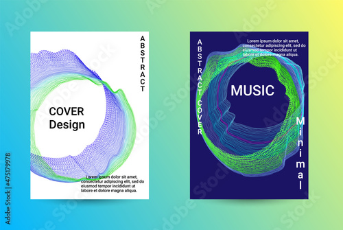 Set of modern abstract musical backgrounds. Sound flyer for creating a fashionable cover, banner, poster, booklet.