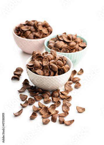 Fototapeta Naklejka Na Ścianę i Meble -  Sweet chocolate breakfast cereal flakes in bowl.