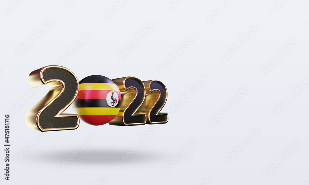 3d text 2022 Uganda flag rendering left view