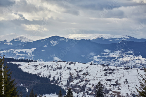 winter view of the city in the carpathians