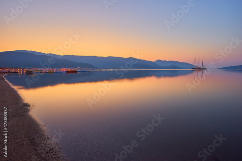 Embankment in Marmaris at summer evening.