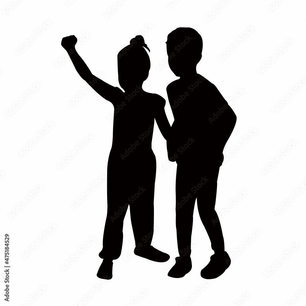 a boy and a girl body silhouette vector