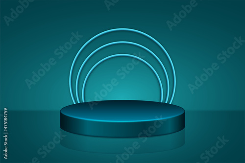 Blue&Green&Turquoise studio background with product display podium