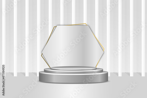 Podium with an aesthetic golden and silver touch