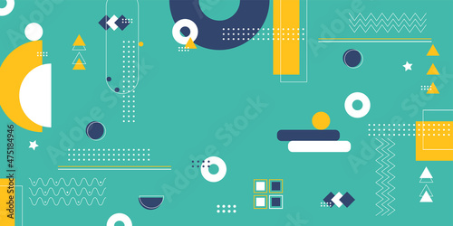 Green-Blue background with multiple objects