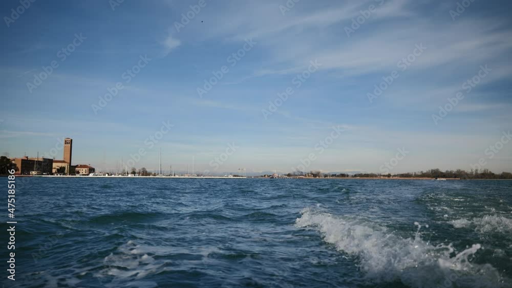 Venice, Italy - Public transport in the Venice lagoon, Boat tour through the canals and historic monuments of the lagoon city