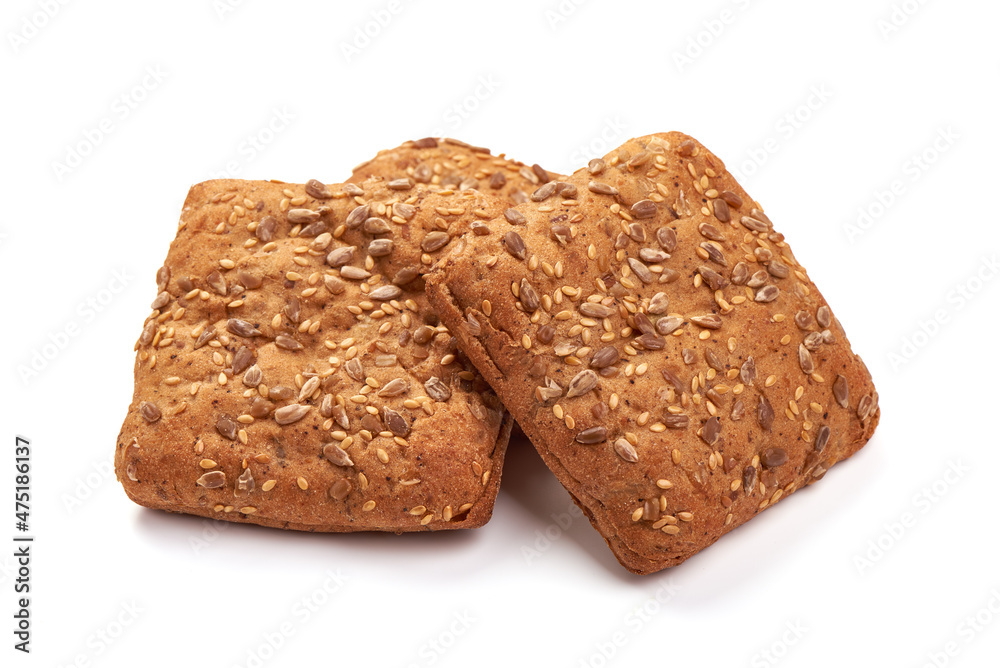 Wheat flour bun, isolated on white background. Wheat flour bun, isolated on white background.