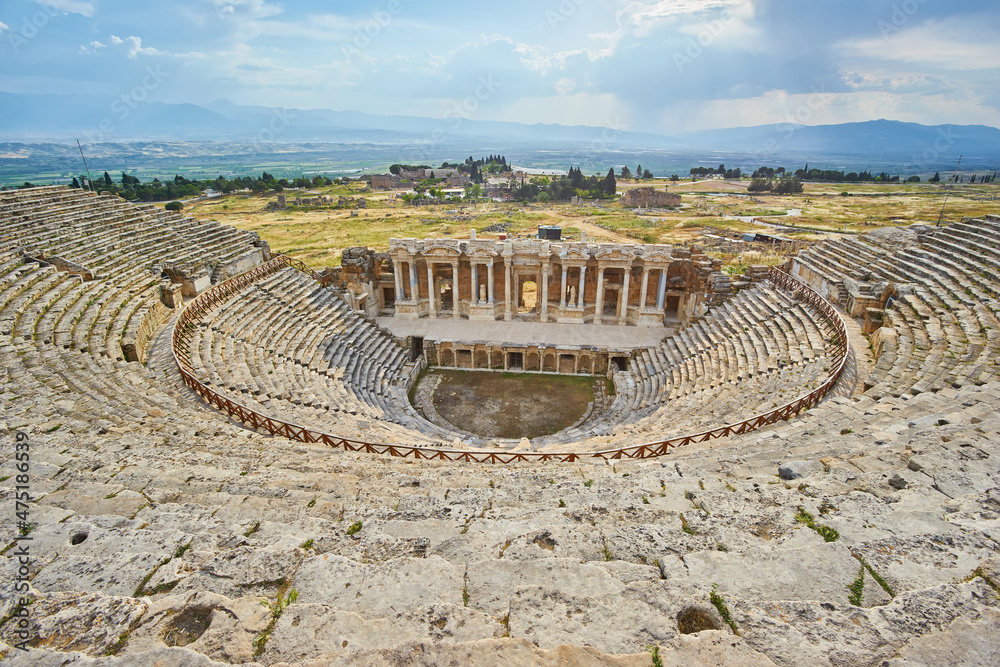 Roman amphitheater in the ruins of Hierapolis, in Pamukkale.