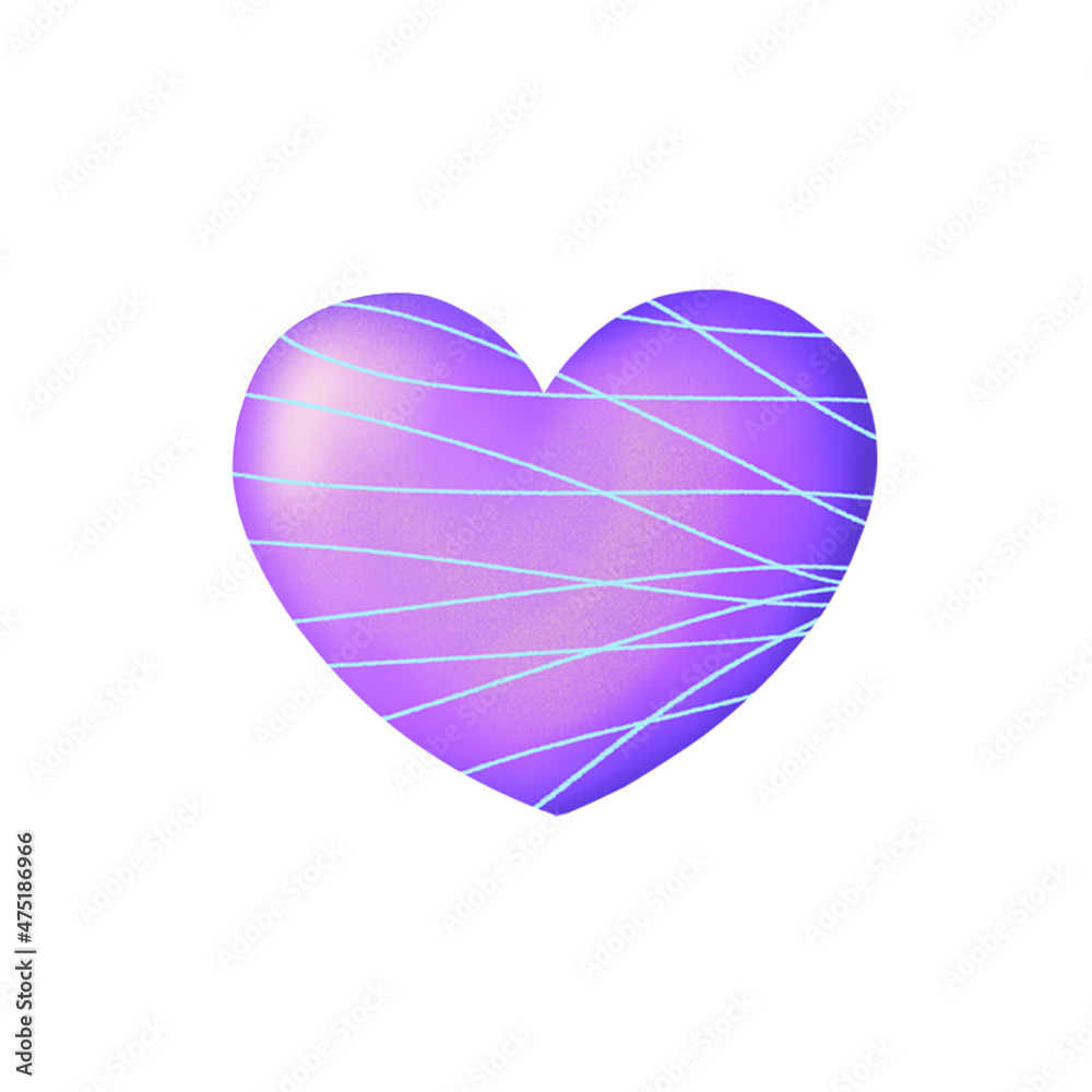 Purple three-dimensional heart on a white background. Design for Valentine's Day Purple three-dimensional heart on a white background. Design for Valentine's Day