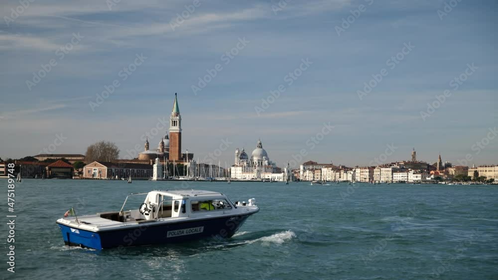 Venice, Italy - Public transport in the Venice lagoon, Boat tour through the canals and historic monuments of the lagoon city