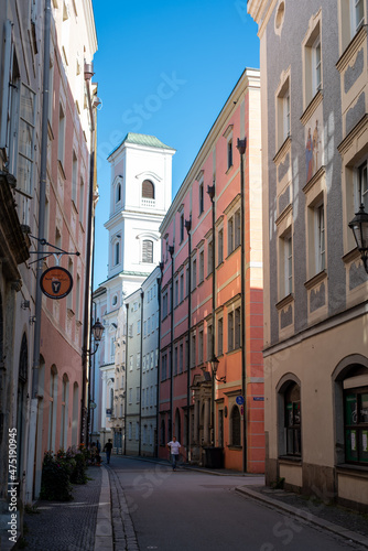 Narrow old Street in the city center of Passau  Bavaria