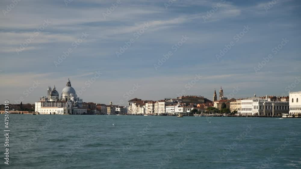 Venice, Italy - Public transport in the Venice lagoon, Boat tour through the canals and historic monuments of the lagoon city Venice, Italy - Public transport in the Venice lagoon, Boat tour through the canals and historic monuments of the lagoon city