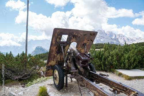 Cannon at Monte Piana, Dolomites photo