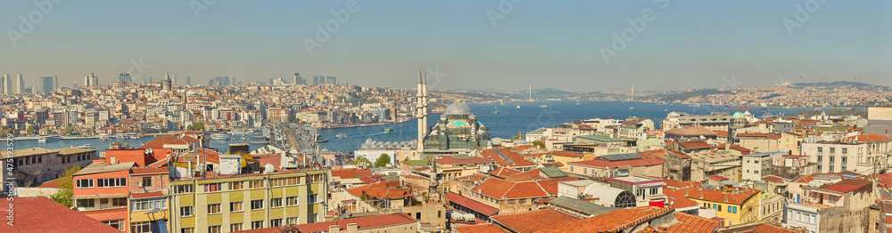 view of Istanbul, Turkey. Istanbul through the domes and chimneys of the Suleymaniye Complex