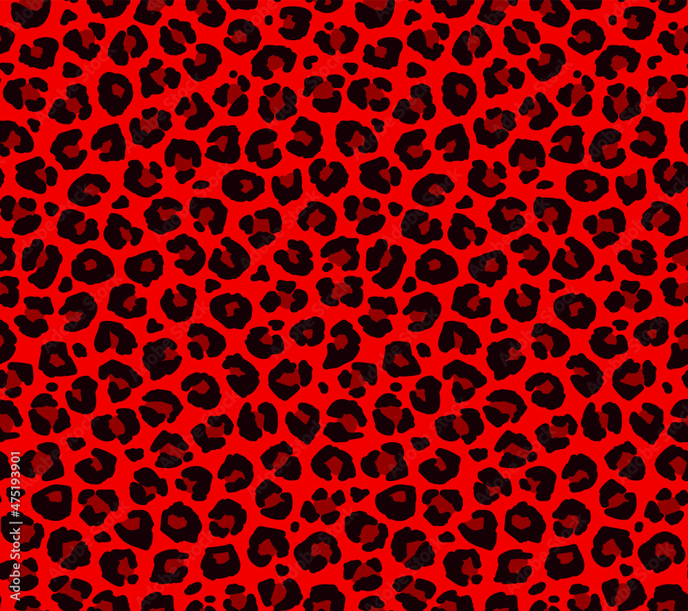 Seamless red jaguar fur pattern