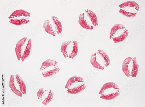 lipstick marks on a white background solid background