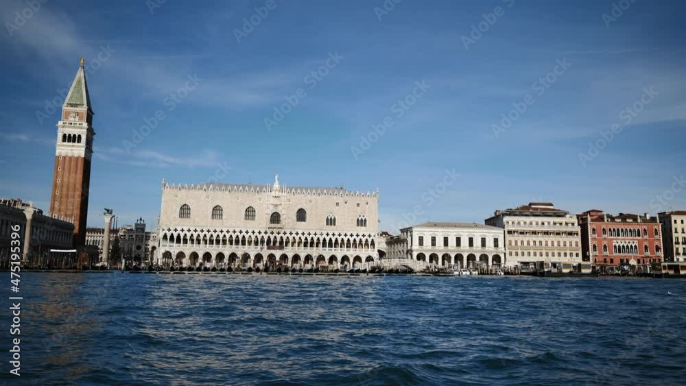 Venice, Italy - Public transport in the Venice lagoon, Boat tour through the canals and historic monuments of the lagoon city Venice, Italy - Public transport in the Venice lagoon, Boat tour through the canals and historic monuments of the lagoon city