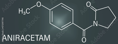 Aniracetam nootropic drug molecule. Skeletal formula.