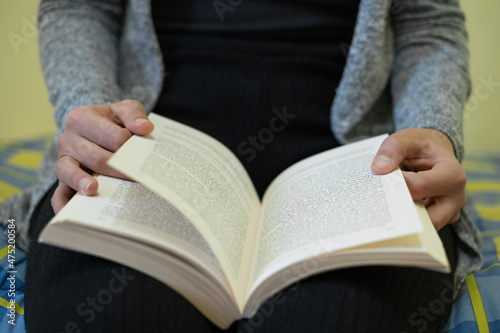 Woman reading book in leisure time,knowledge study in lock down,relax lifestyle