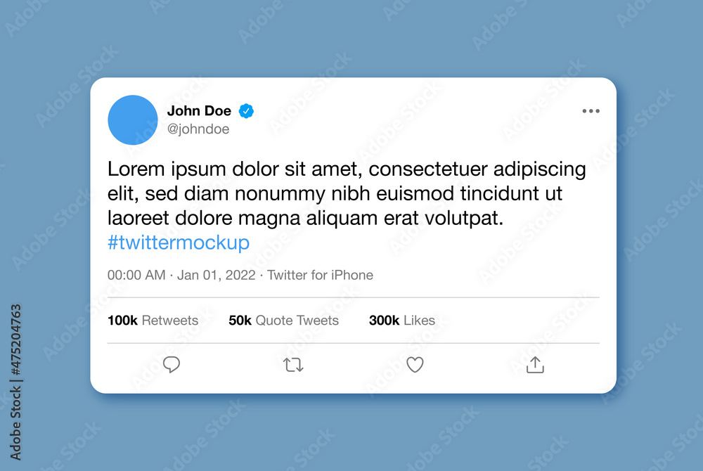 Twitter Post or Tweet Mockup With Editable Text. Vector Twitter Post ...
