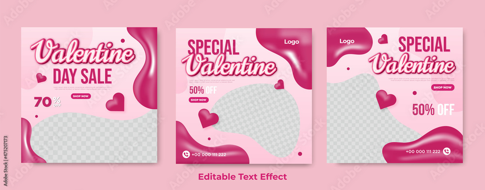 Valentine's day sale social media post collection 