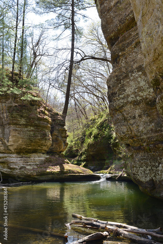 Illinois Canyon waterfall in spring Starved Rock State Park Illinois