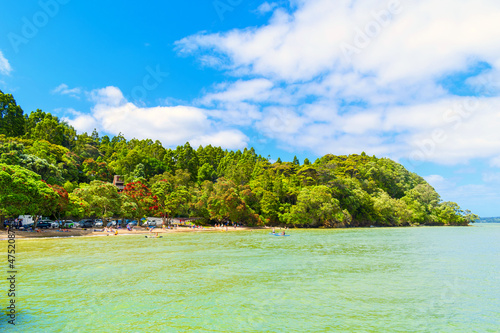 Landscape View of French Bay Beach, Titirangi, Auckland New Zealand photo