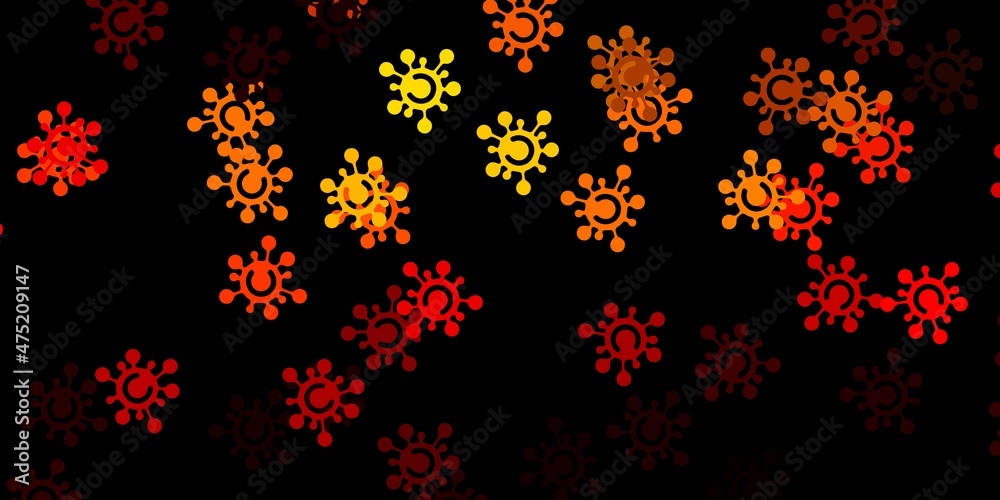Dark orange vector pattern with coronavirus elements.