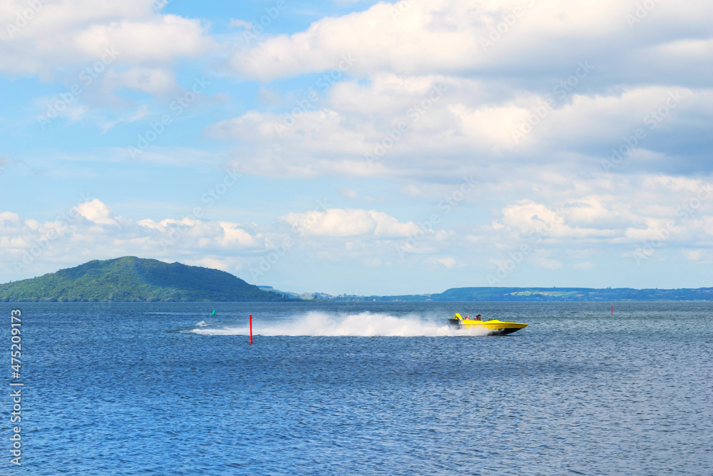 Panoramic View of Lake Rotorua New Zealand, Bay of Plenty Region, North Island during Calm Day