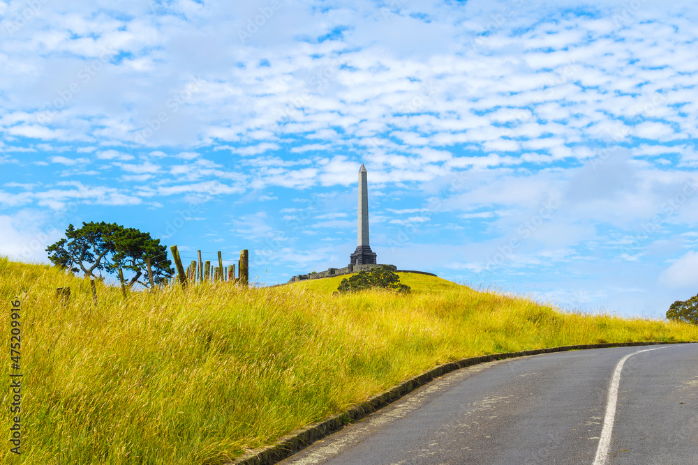 Landscape View of One Tree Hill Park Auckland New Zealand; Calm Morning Time with a Cloudy Period