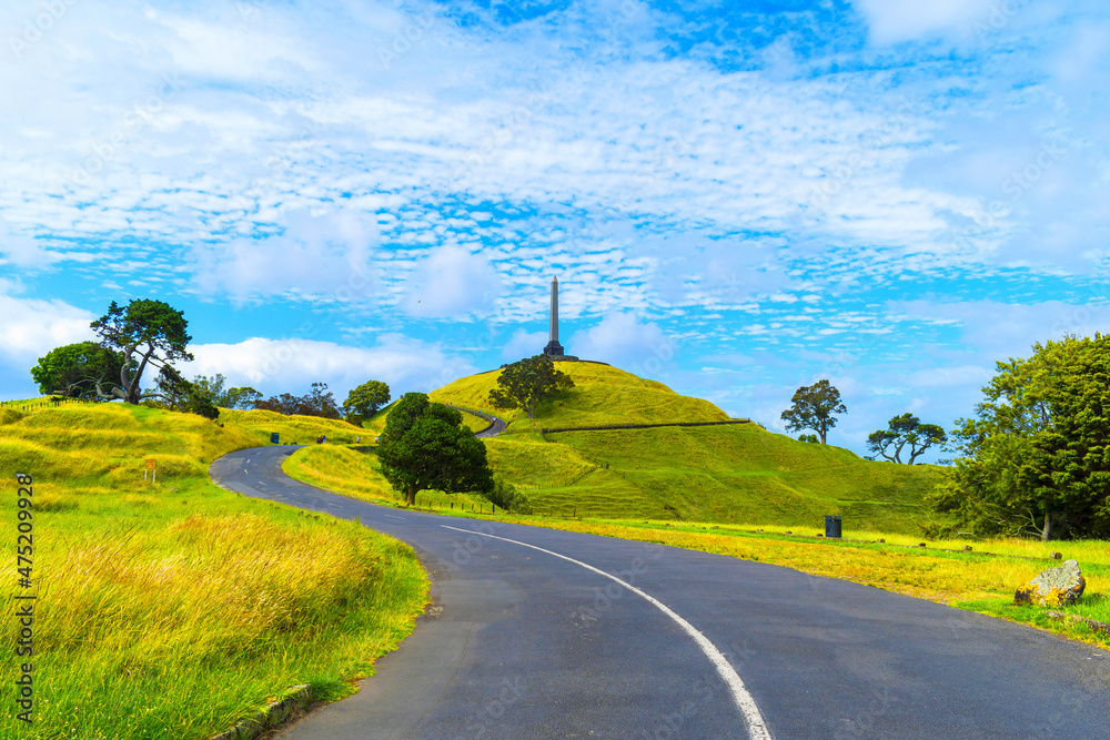 Landscape View of One Tree Hill Park Auckland New Zealand; Calm Morning Time with a Cloudy Period