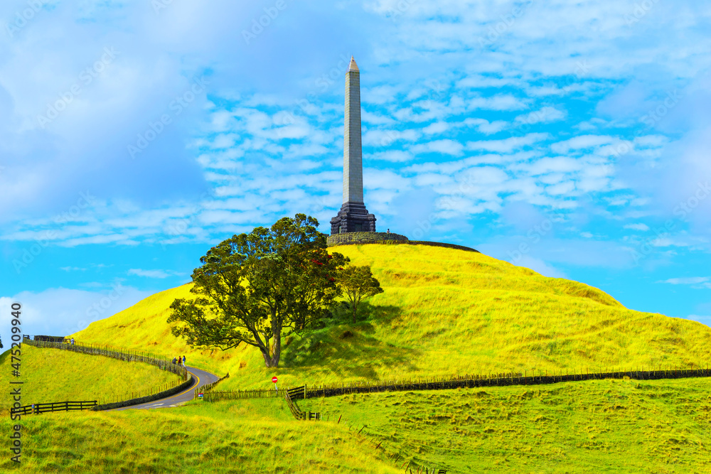 Landscape View of One Tree Hill Park Auckland New Zealand; Calm Morning Time with a Cloudy Period