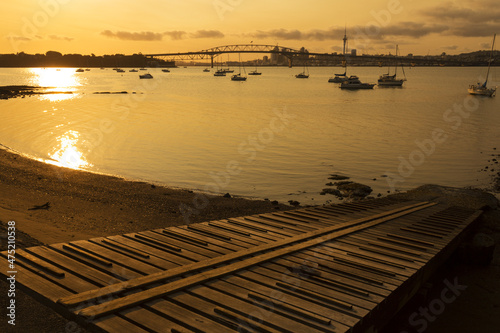 Sunrise Scenery at Birkenhead Beach Auckland New Zealand photo