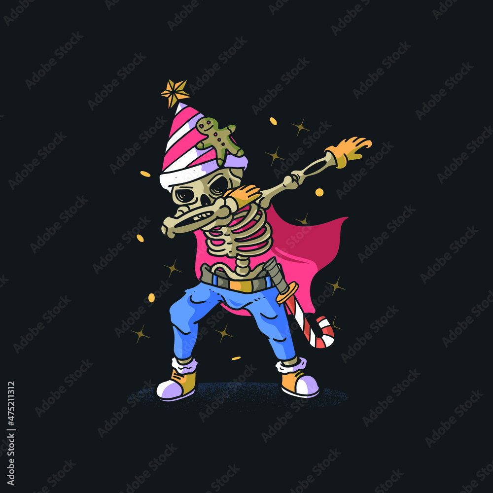 Obraz premium Cute Skeleton Birthday Dabbing Concept