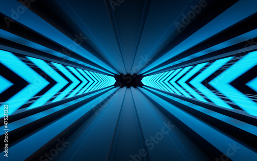 Fototapeta Naklejka Na Ścianę i Meble -  Neon lights and tunnels, 3d rendering.