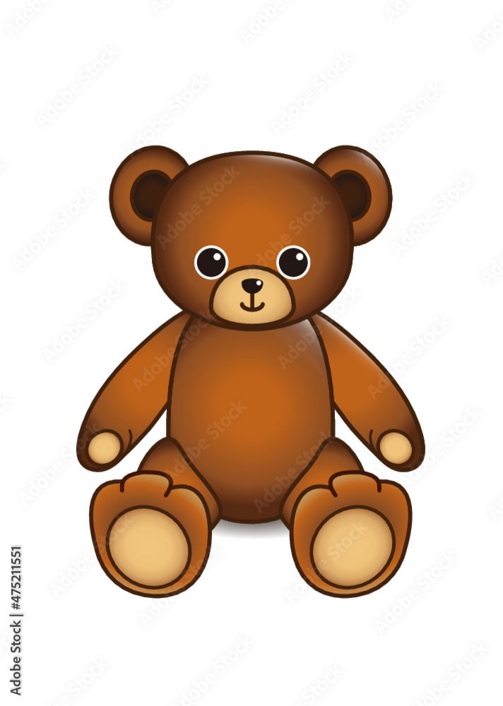 Obraz premium A cute teddy bear plush toy is sitting.