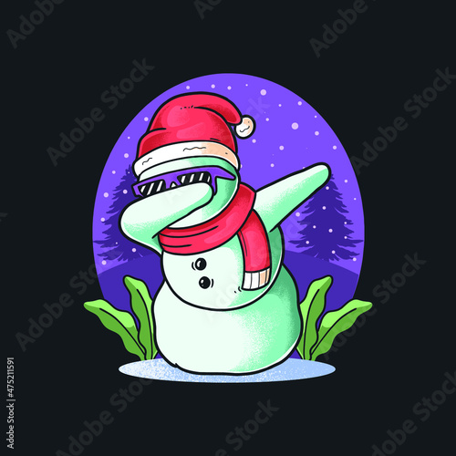 Cute Snowman Dabbing Celebrate Christmas Day