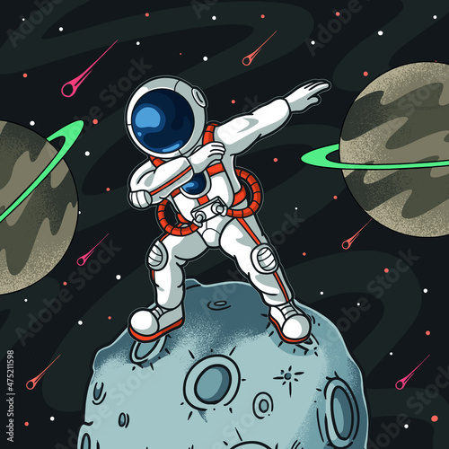 Dabbing Astronaut Celebration On The Moon