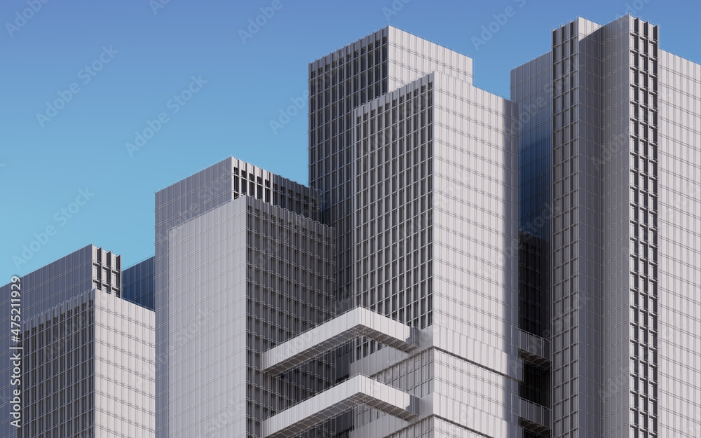 Urban building during the day, modular building,3d rendering.